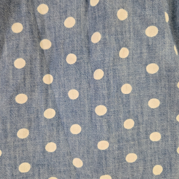 Tommy Hilfiger Light Wash Polka Dot Chambray Denim Womens Blouse Size Medium - Picture 6 of 7